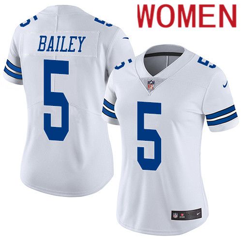 Women Dallas Cowboys #5 Dan Bailey Nike White Vapor Limited NFL Jersey->women nfl jersey->Women Jersey